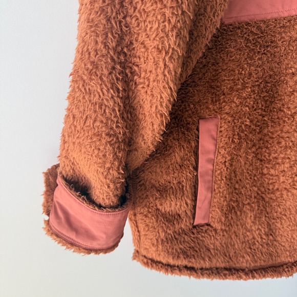 Outerknown Skyline Fleece Shirt Jacket Women M Rust Orange Shacket Excellent - Picture 4 of 10